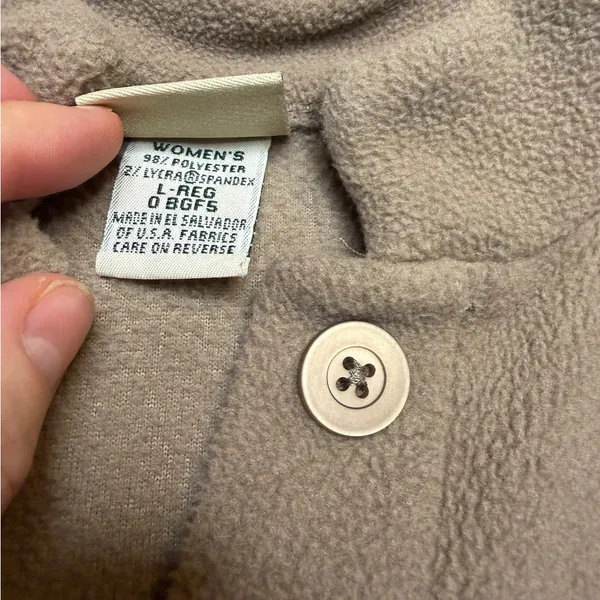 🪶 Vintage‎ L.L. Bean Taupe Button Front Fleece Jacket Women’s L 🧥☕️ - Image 4