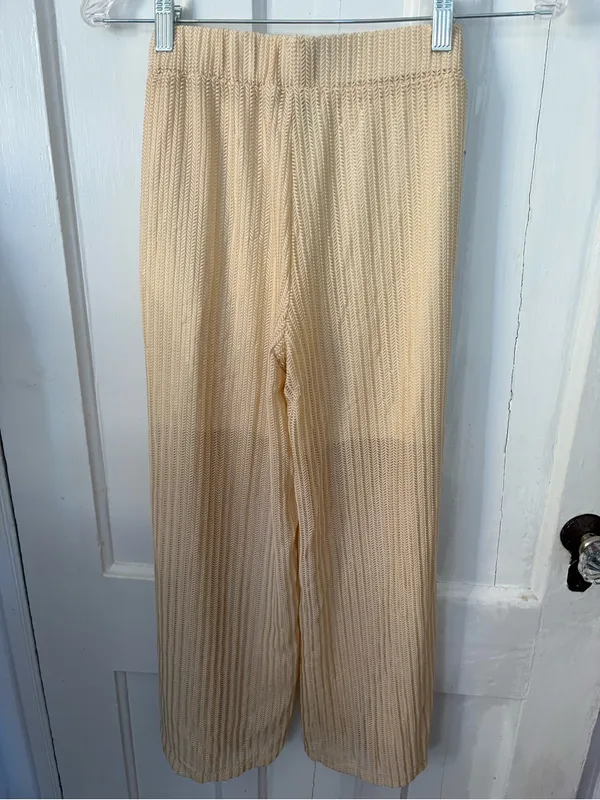 Wide-Leg Knit Palazzo Pants in Cream - Image 5