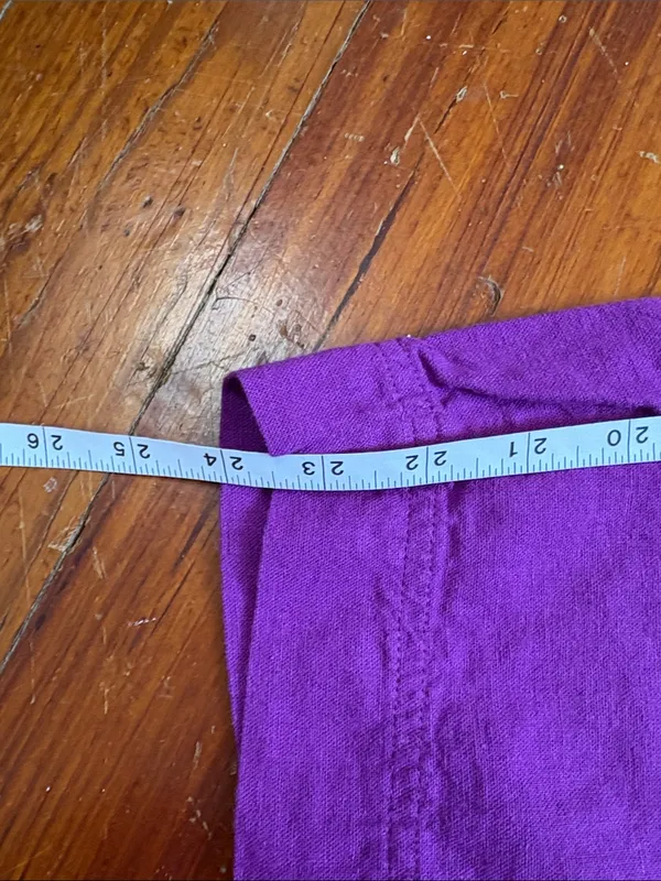 LOFT Bright Purple Elastic Waist Linen Blend Joggers Button Front XS - Image 5