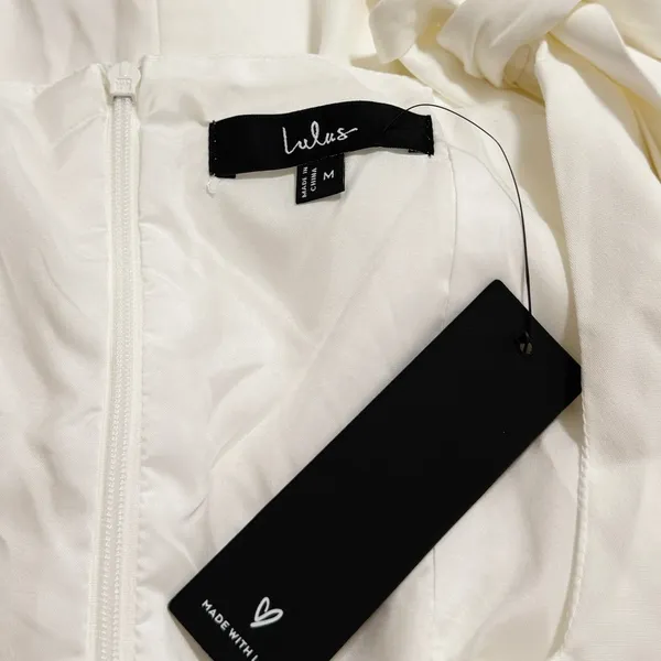 Lulus Your Sweetie Square Neck White Tie-Strap Mini Dress size M NWT - Image 7
