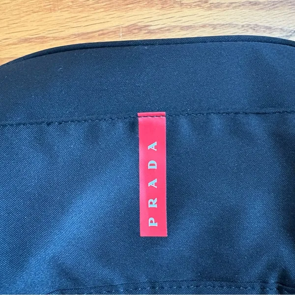 Prada Luna Rossa Makeup Pouch Bag Black Cosmetic Travel Compartment - Image 2