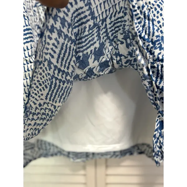 MB Design Mini Skirt Lined Size L‎ Marathon Elastic/Tie Blue/White Aztec NWT - Image 2