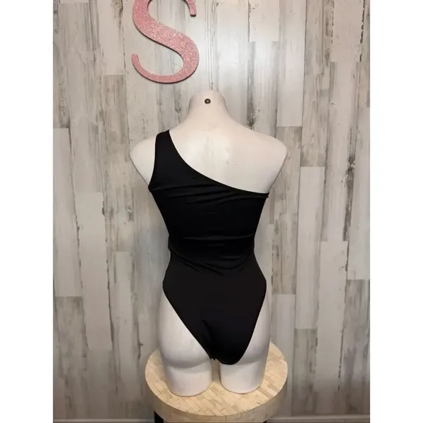 Black One-Shoulder Bodysuit Women’s Size S - Image 3