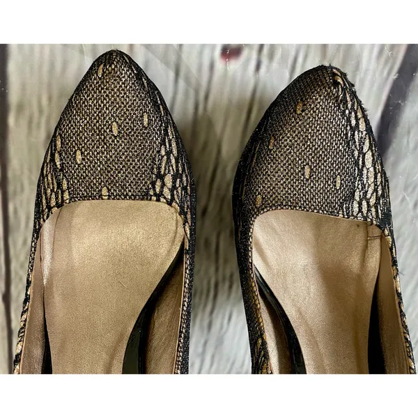 Charlotte Russe Gold Sparkle Fishnet Heels  - Image 2