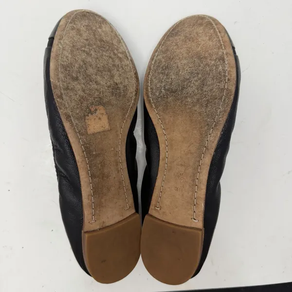 Tory Burch Minnie Cap Toe Ballet Flats All Black Size 6.5 Casual Logo Medallion - Image 8