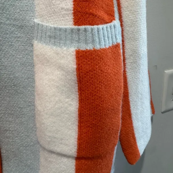 Anrabess orange & Blue chunky striped button cardigan Oversized size small - Image 4