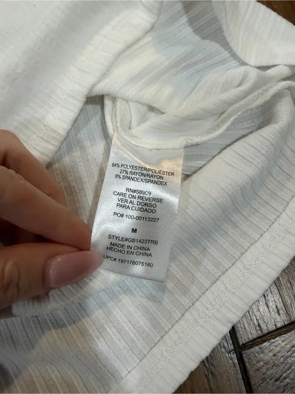 Gianni Bini White Ribbed Scoop Neck Short Sleeve Tee M - Image 3