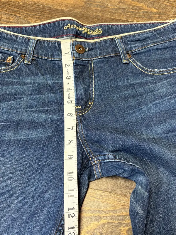 Vintage Y2K American Eagle AE Hipster Jeans Womens 14 Low Rise Flare Boho 2000s - Image 5