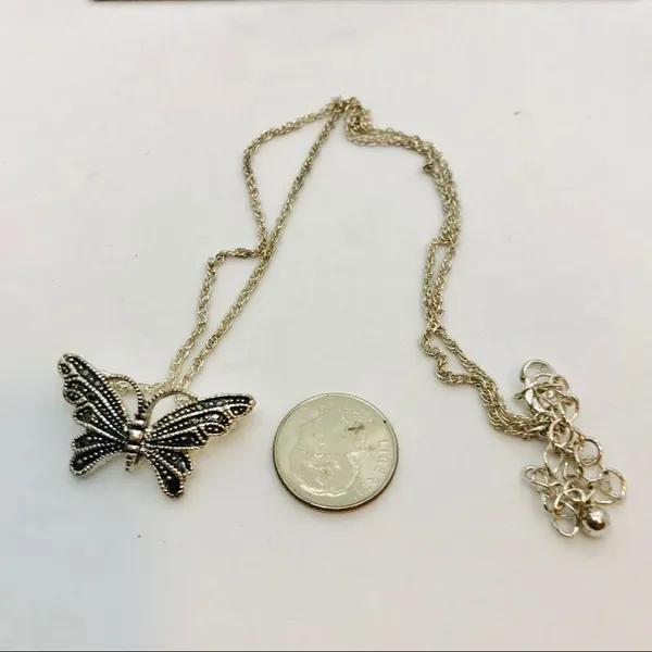 Marcasite Butterfly Dainty Chain Silver Necklace - Image 11