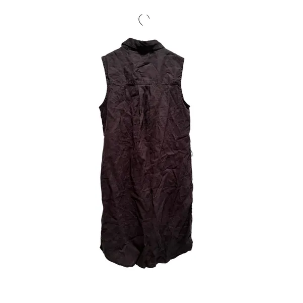 Adrienne Vittadini 100% Linen Sleeveless Button Down Shirt Dress Gray‎ Small - Image 3