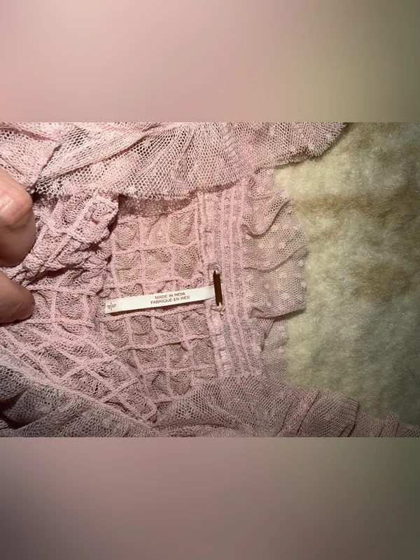 Nwot FREE PEOPLE Nothing Sweeter Top lace mesh pink / green summer cottage boho - Image 7