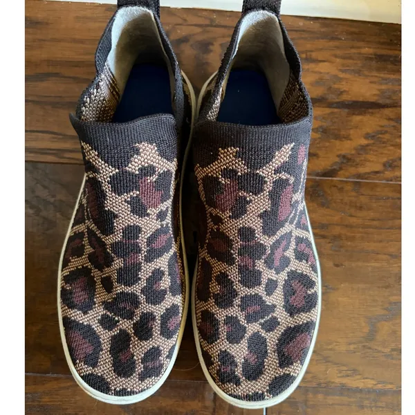 Rothy’s Leopard Knit High Top Slip-On Sneakers Women’s 6.5 - Image 3