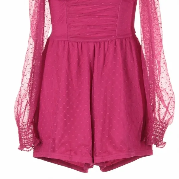 Lulus Magenta Flirty Fashionista Mesh Bustier Romper XS Party Night Out Coquette - Image 4