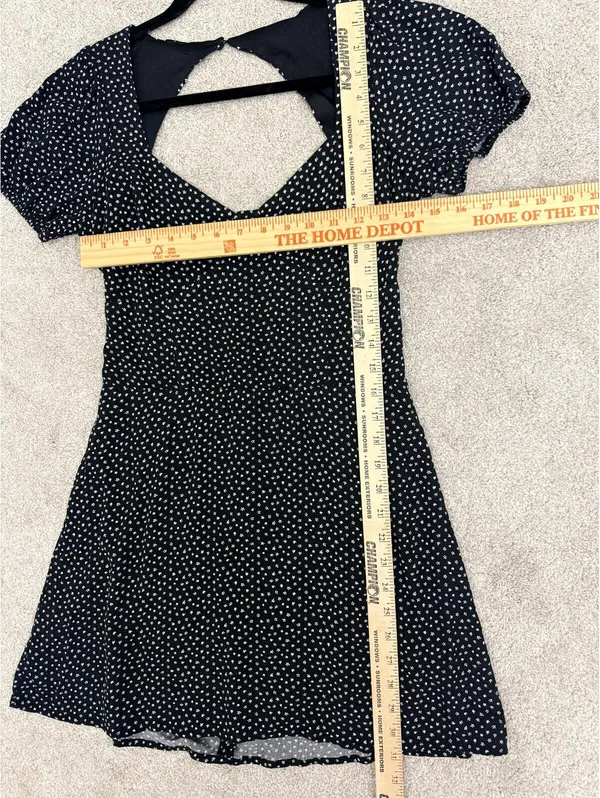 L.A. HEARTS Womens S Black White Ditsy Floral Puff Dress - Image 10