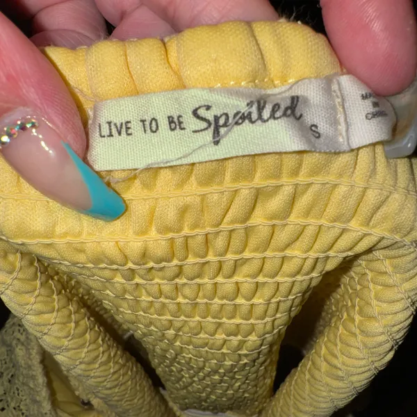 Live to be spoiled Ruffled crochet off the shoulder dress - Image 10