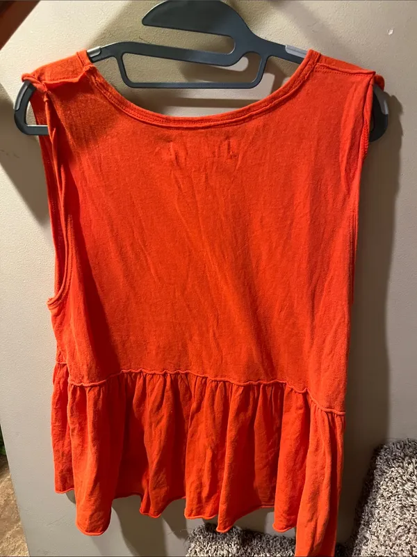 We The Free Vibrant Orange Peplum Sleeveless Top - Image 3