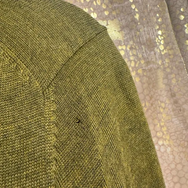 Ann Taylor LOFT Olive Green Sequin Pocket Merino Wool Cardigan Sweater XS - Image 7