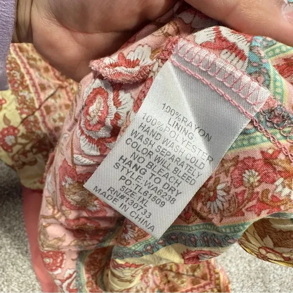 Umgee Floral Border Print Layered Mini Dress Boho Gypsy Rose Pink Plus Size 1X - Image 13