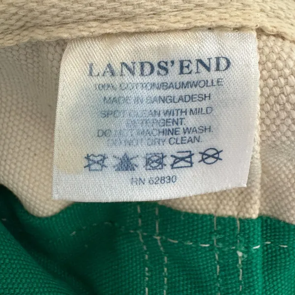 Lands' End Tote Bag Brighton Maui 2014 Cream & Green Canvas Open Top Pockets - Image 7