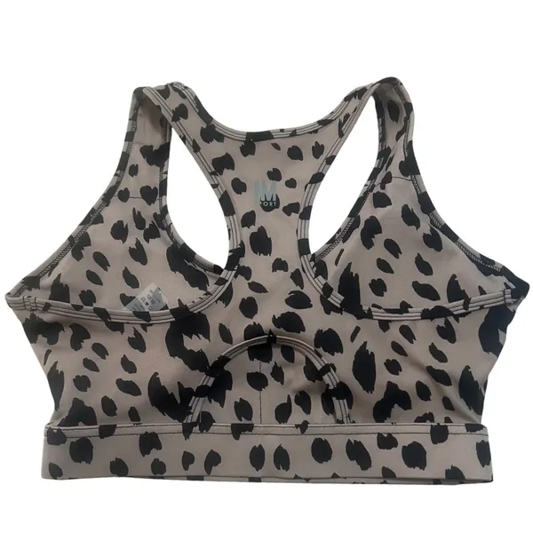 MM Sport Sports Bra Women Medium Tan Black Excellence Animal Print Racerback - Image 8