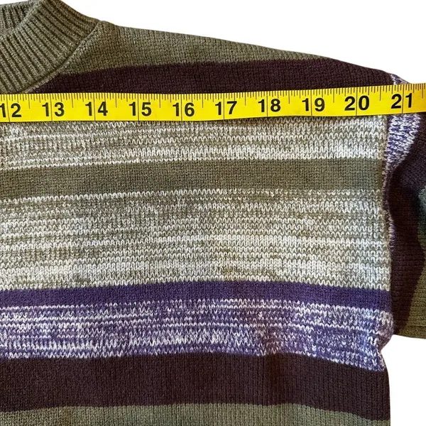 VTG Emmiol Womans Striped Crew Neck Knit Sweater‎ Small Pistachio Green Purple - Image 4