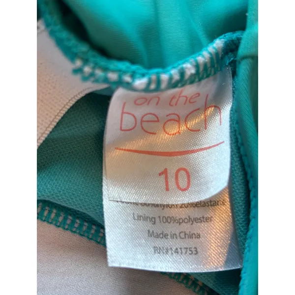 On The Beach Teal Blue Strappy Back Tankini Top Swimsuit Size 10 - Image 2