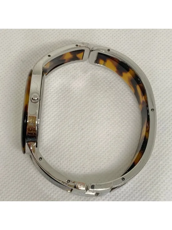 Narmi silver tone Tortoise shell cuff bracelet watch mop dial 28mm 6.5” running - Image 7