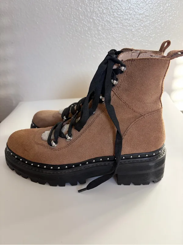 Steve Madden Rainier Chestnut Brown Suede Leather Chunky Boots Size 8 - Image 4