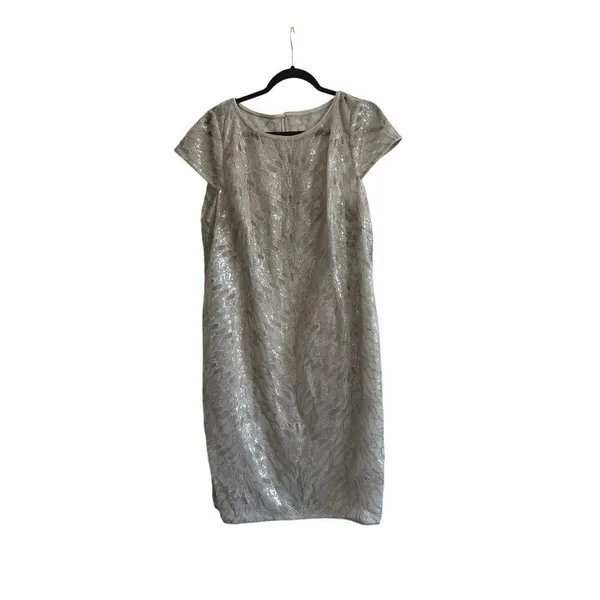 NWT Adrianna Papell feather sequin sheath cocktail dress size 14W - Image 3