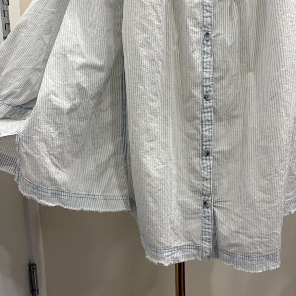 We‎ The Free Blue White Striped Relaxed Tunic or Mini Shirt Dress Large NEW Boho - Image 9