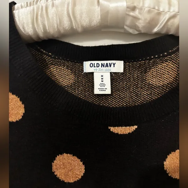 Old Navy‎ Polka Dot Sweater Dress - Black with Brown Dots Size M - Image 3