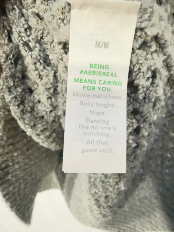 Aerie Open Weave Oversized V-Neck Sweater Gray Size Medium - Image 10
