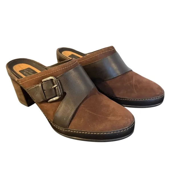 Clark’s Artisan grown leather buckle clog mules size 6.5 - Image 2