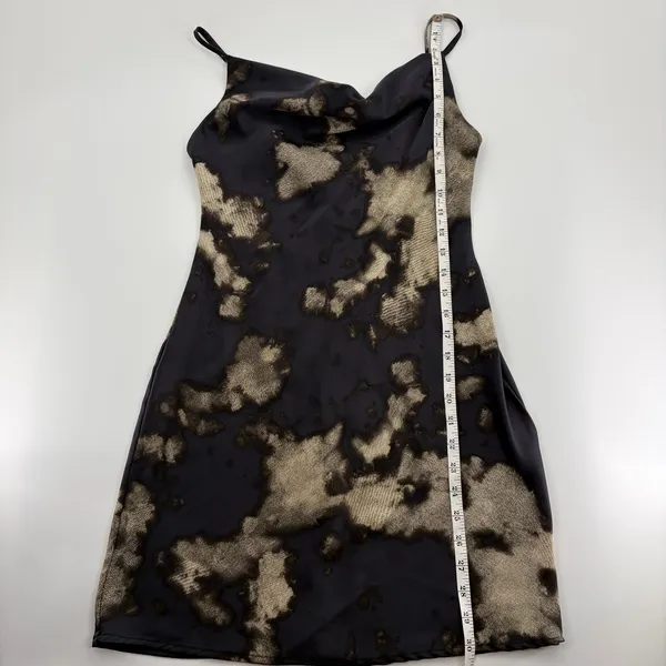 Urban Outfitters Satin Cowl Neck Slip Dress Black Bleach Wash Mini Dress - Image 9