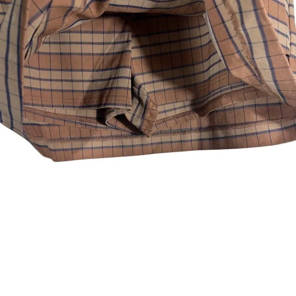 Versona Faux Wrap Plaid Skort Brown Tan Preppy Asymmetrical Hem Size L - Image 5