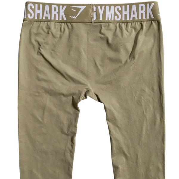 Gymshark Flex Leggings Womens‎ Medium Olive Green Seamless Logo Waistband Pants - Image 5