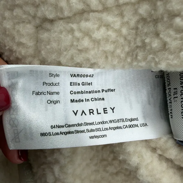 Varley Ellis Gilet Sherpa Reversible Quilted Puffer Vest Medium Beige VAR00942 - Image 14