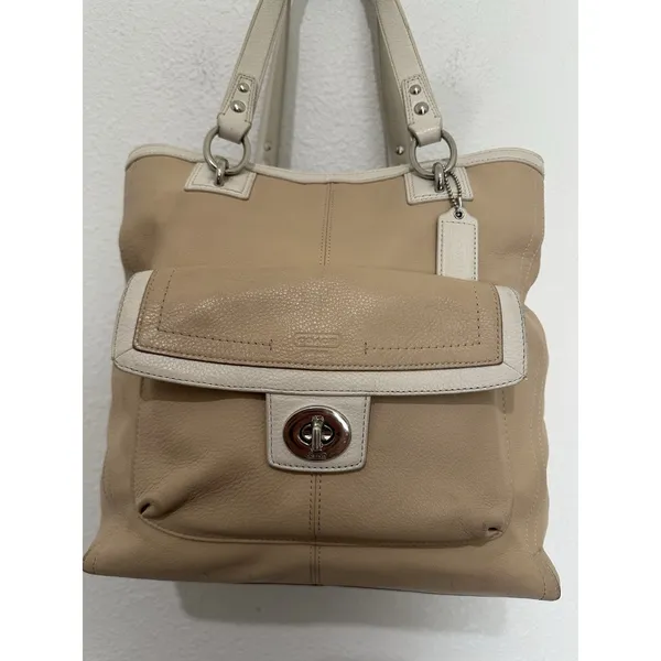 Coach Penelope Beige Tan Leather Tote Shoulder Bag F19264 Y2K - Image 9