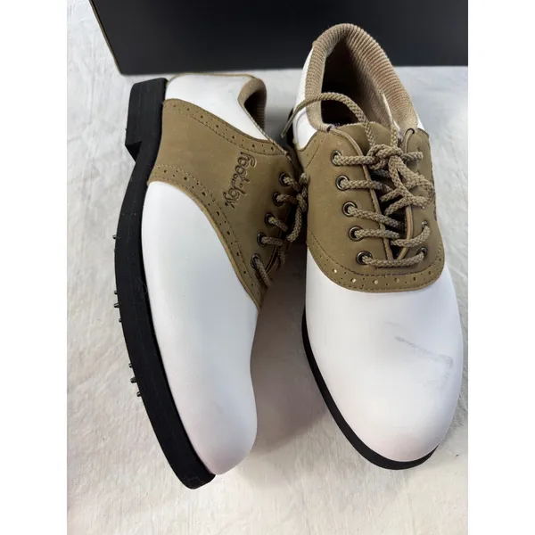 FootJoy Green-Joys Womens Golf Shoes 6.5‎ N White Tan Saddle Oxford 48802 - Image 3