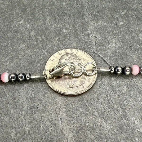Handmade 16” Navajo Style Sterling Silver Pearls Necklace - Image 9