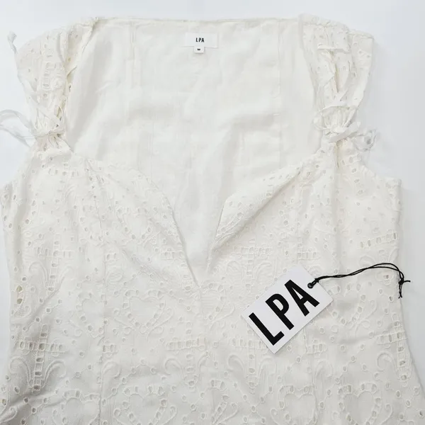 LPA Gabriella Eyelet Maxi Dress in Coconut Milk Medium - Image 4