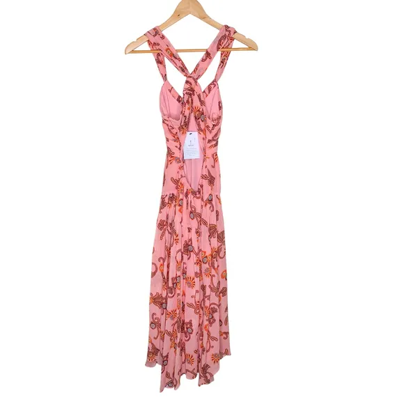 A.L.C. Frank Jaylin Pink Floral Cotton Silk Strappy Maxi Dress 0 NWT $550 - Image 4