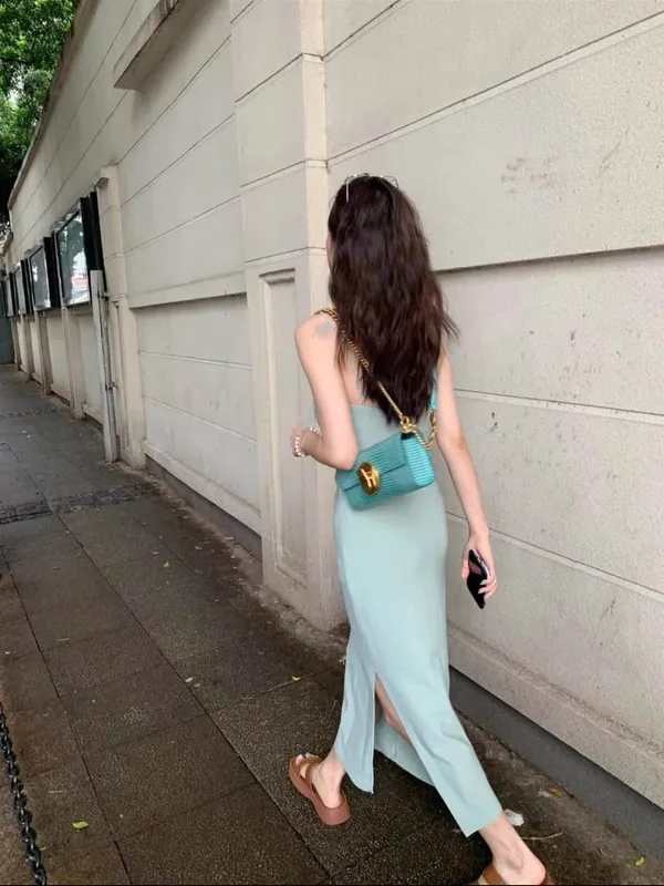 Sleek Olive Green Strapless Maxi Dress Size XS - Image 3