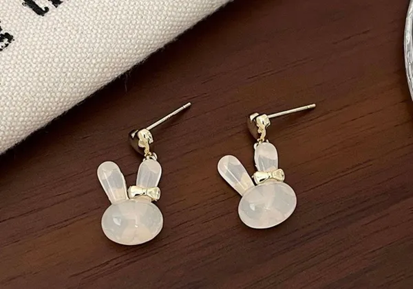 Bunny Stud Earrings for Women,Cute Opal Rabbit Earrings for Girls,Animal Earring - Image 4