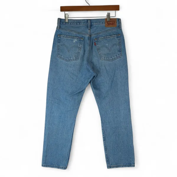 Levis 501 Jeans Womens 28x26 (30x25)‎ Ankle Crop Distressed Denim High Rise Mom - Image 2