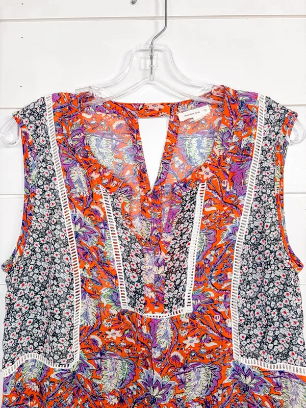 Anthropologie Meadow Rue Floral Colorblock Sleeveless Top, EUC, Medium - Image 2