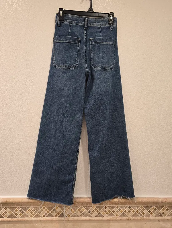 Zara Wide Leg High Rise Blue Jeans 4 - Image 2