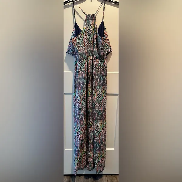 Women's Sequin Hearts Multicolor Boho Style Summer Maxi‎ Dress Size Small - Image 2