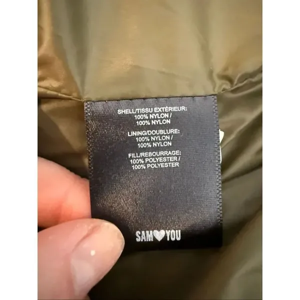 Sam Edelman olive green diamond quilted longer puffer jacket m - Image 7