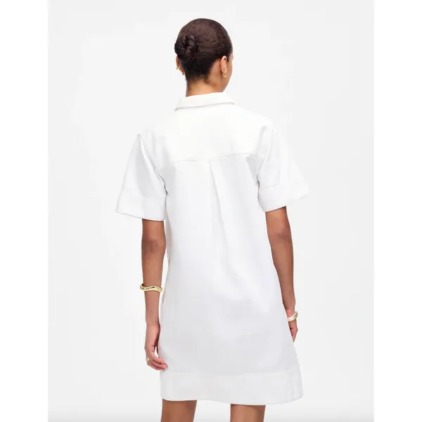 Madewell Denim Popover Dress Shift Pockets Casual Pure White Minimalist S NWT - Image 4